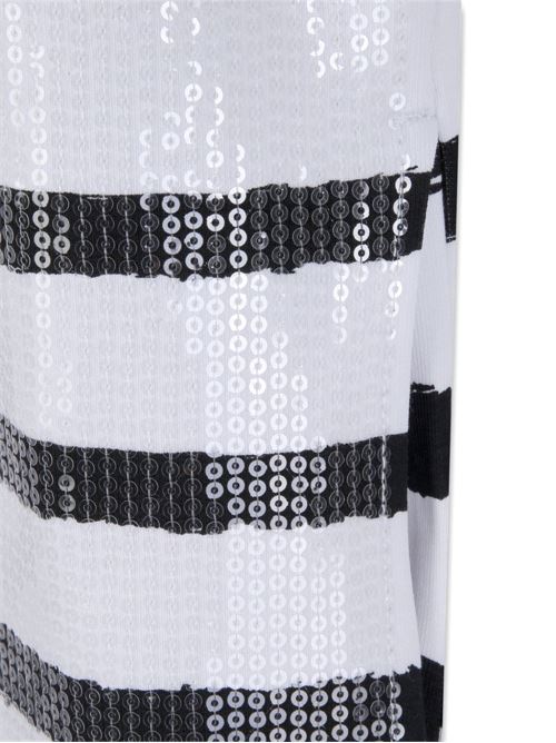 Abito bambina Karl Lagerfeld bianco e nero a righe con paillettes Karl Lagerfeld Kids | Z31149N50